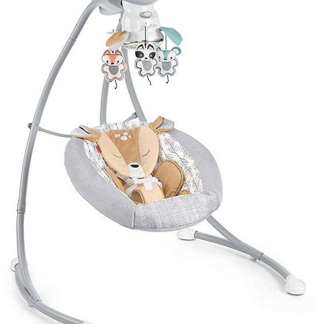 Fisher-Price Fawn Meadows Deluxe Cradle 'n Swing, Dual Motion Baby Swing with Music, Sounds, and Motorized Mobile [Amazon Exclusive]