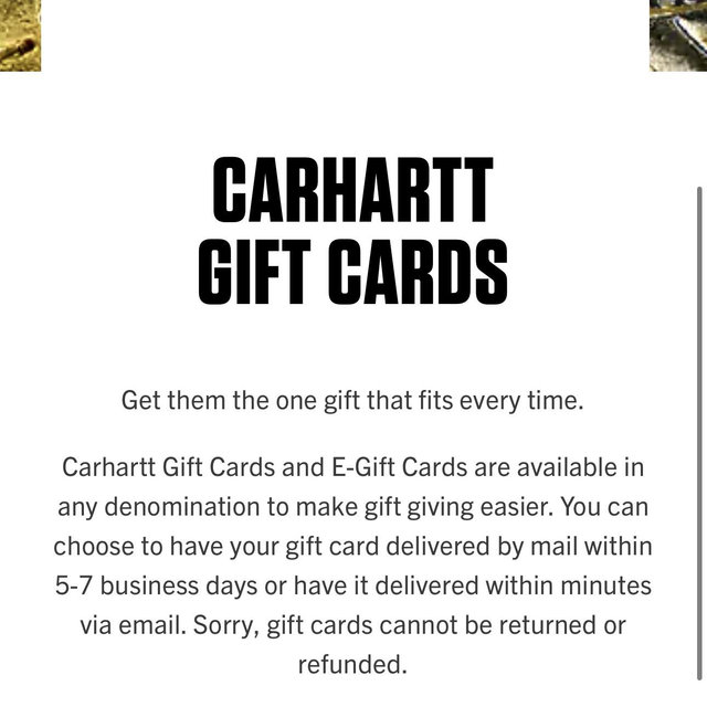 Carhartt Gift Card