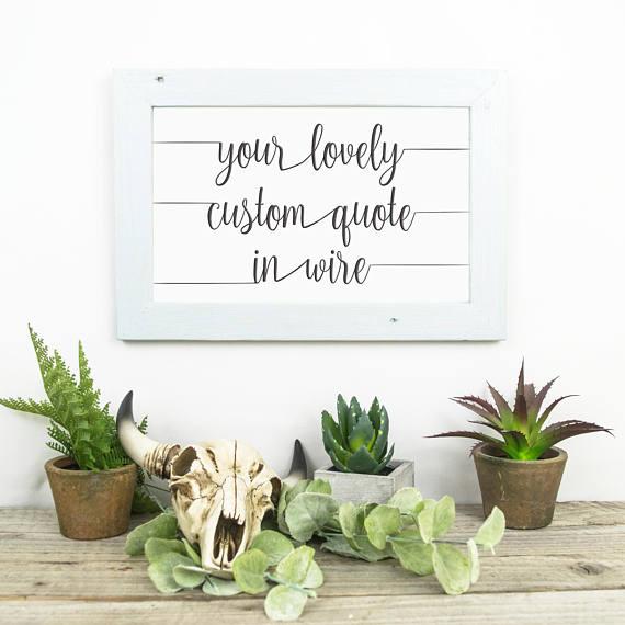Rectangular Custom Wire & Wood Sign (Font#2) | Metal Wall Art | Song Lyrics Wall Art | Boho Decor | Framed Quotes | Wire Wall Art | Nursery