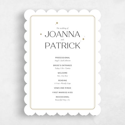 White Scalloped Wedding Program - Jelani