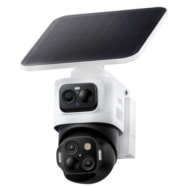 eufy Security eufyCam S4, Solar Security Camera Wireless Outdoor, Triple Lens Bullet-PTZ Cam, 4K UHD, 360° Pan and Tilt, Auto Track, 8× Hybrid Zoom, Color Night Vision, HomeBase S380 Compatible