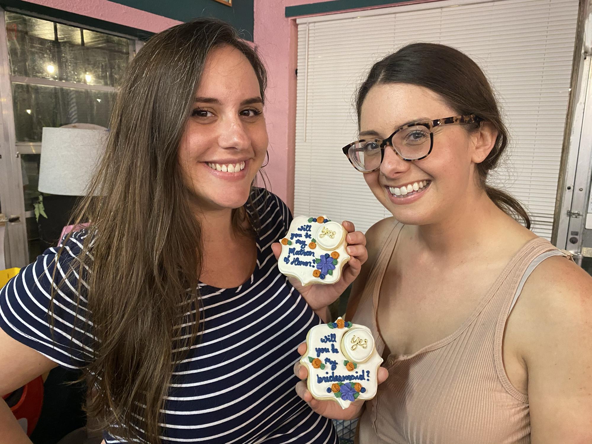 MOH Megan & bridesmaid Kaitie accepting Ashley’s proposal ❣️