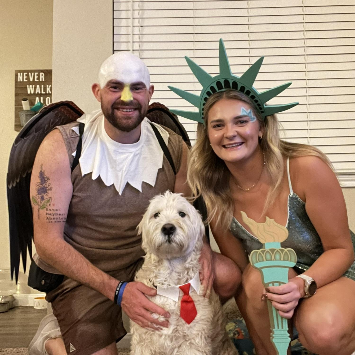 First Halloween and Allie's first chance to capitalize on Jerred's bald head.