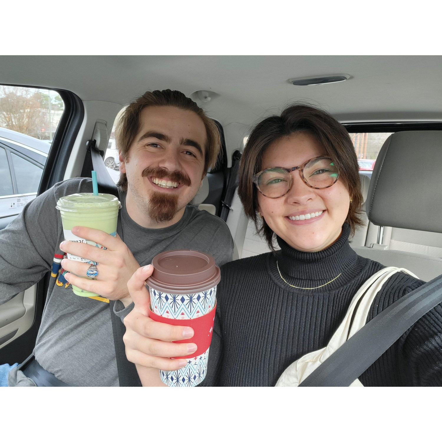 We have shared many coffee dates in our time together! Noah doesn't drink coffee, so he opts for an iced matcha instead. | November 2023