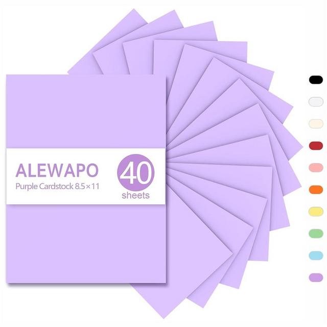 ALEWAPO Purple Cardstock 8.5 x 11 Thick Paper, 40 Sheets, ThickPaper 65 LB/180 GSM, Cardstock Printer Paper 8.5 x 11, Purple Card Stock for Invitations, Menus, Wedding, DIY Cards