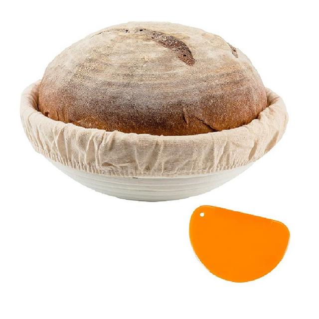 10 Inch Round + Dough Scraper Bread Banneton Proofing Basket SUGUS HOUSE –Brotform Bread Dough Rising Rattan Proofing Basket & Liner Cloth - Perfect For Artisan Bread Dough