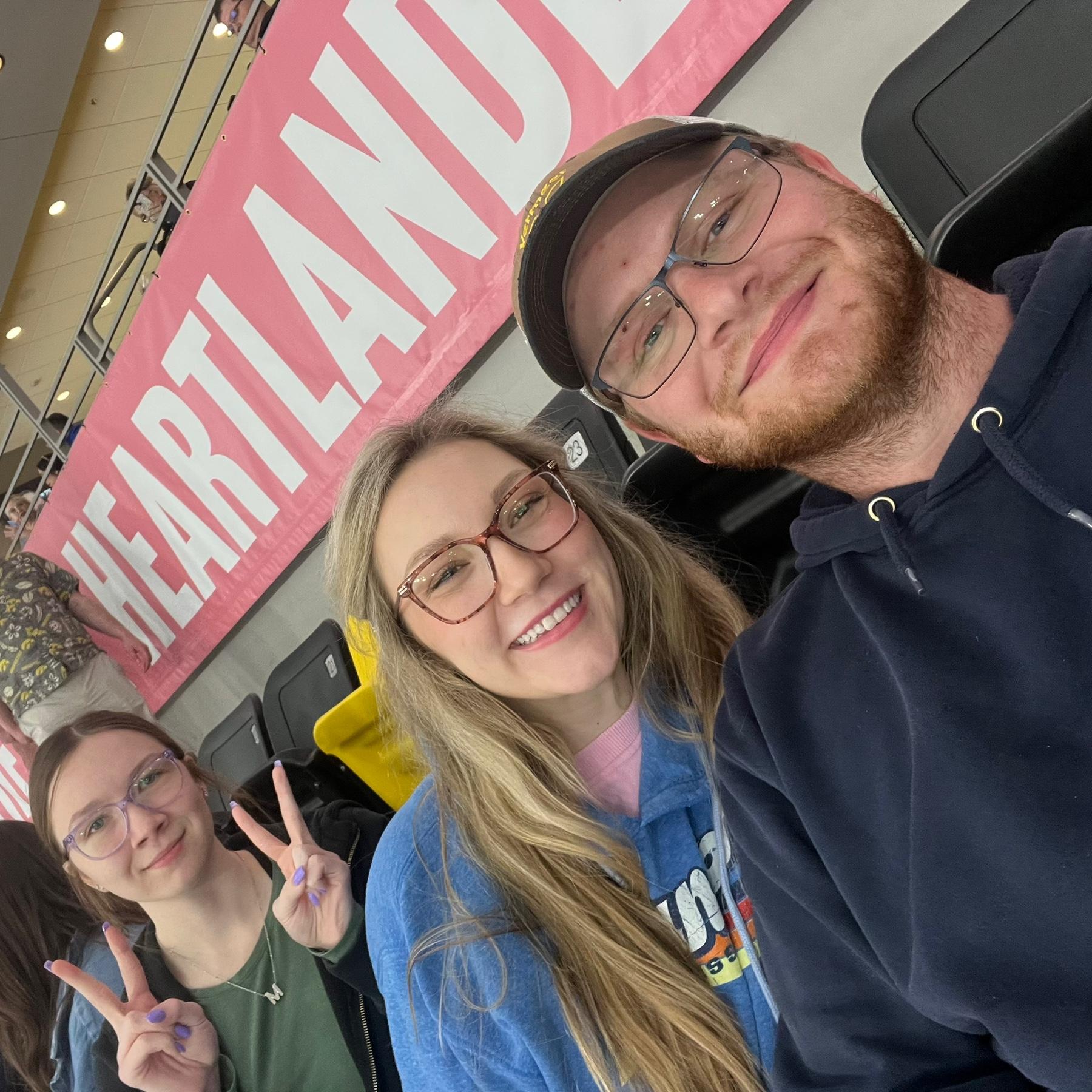 At a hockey game with Anna’s sisters and brother in law. 🏒❄️