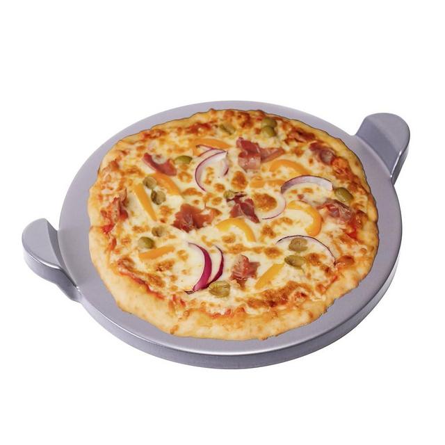 Old Stone Pizza Kitchen Glazed Round Pizza Stone with Handles for Oven and Grill, 13 inch