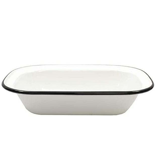 Tablecraft 80015 Enamelware Serving Pan, 11" L x 8.25" W x 2.5" H, White