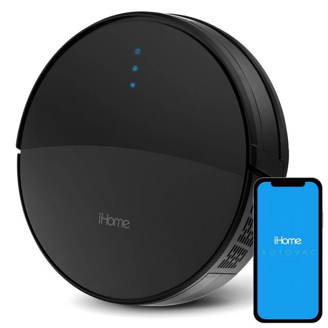 iHome AutoVac 2 in 1 Robot Vacuum & Mop with HomeMap Navigation/Mapping, Strong Suction Power - Black