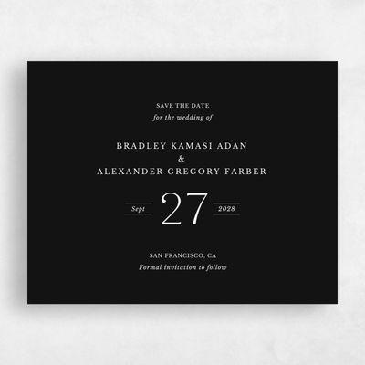Black Wedding Save the Date - Andros Landscape