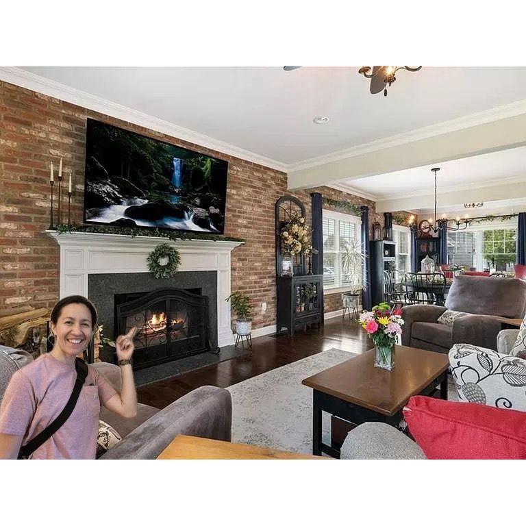 A fireplace and a brick accent wall!!!