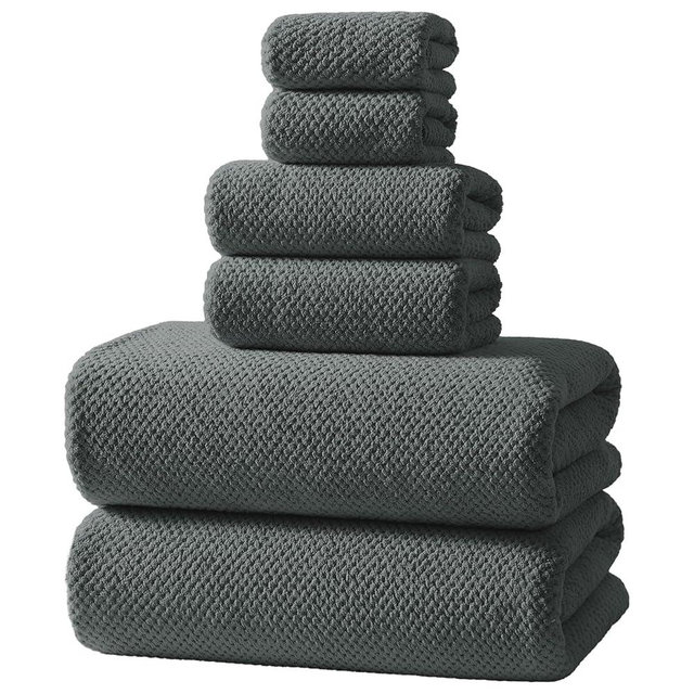 Soft 6 Piece Bath Towels Set, 2 Oversized Large Bath Towel Sheet, 2 Handtowels, 2 Washcloths - Luxury, Highly Absorbent, Quick Dry Bathtowel Collection Lightweight for Bathroom, Hotel & Spa, Dark Grey