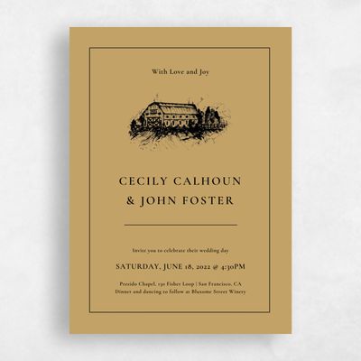 Dijon, Yellow Wedding Invitation - Griffith Classic