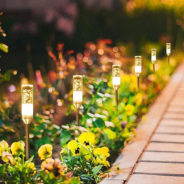 Greenclick Extendable 6 Pack LED Path Lights Super Bright 570 Lumen Garden Lights Warm White 4.8W 12V Landscape Lighting Waterproof Acrylic Bubble Outdoor Pathway Lights for Yard Patio Walkway, 2700K