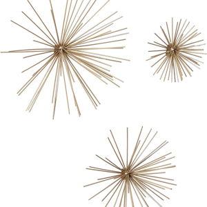 Metal Starburst Wall Decor, Set of 3 6", 9", 12"W, Gold