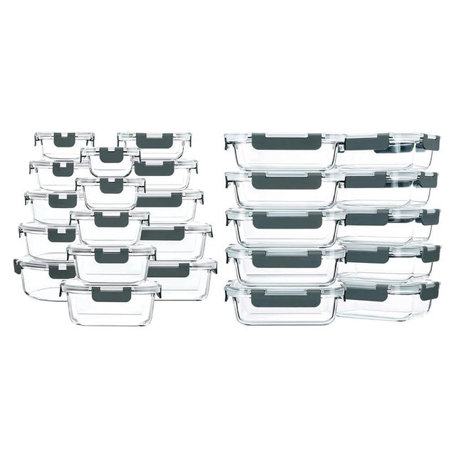 M MCIRCO 30-Piece Glass Food Storage Containers with Snap Locking Lids, [10-Pack,22 Oz] Glass Meal Prep Containers with Lids