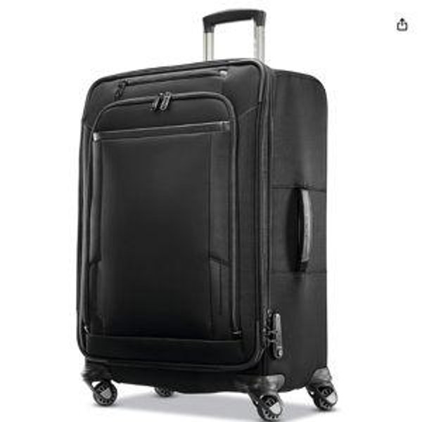 Samsonite Pro Travel Softside Expandable Luggage with Spinner Wheels, Black, Checked-Medium 25-Inch