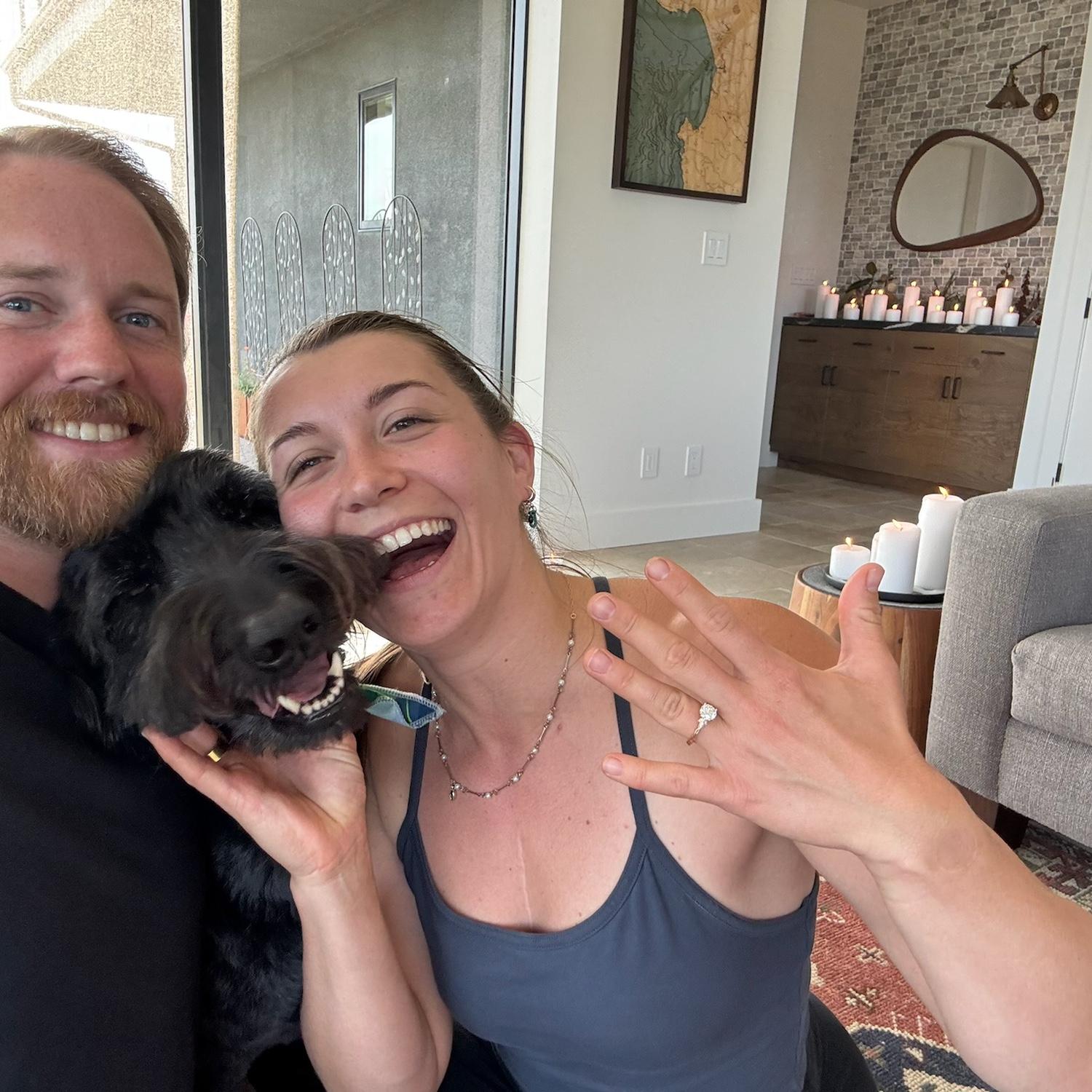 The day Nate proposed. He covered our living room in 120 candles, draped fabric over the windows (to dim the room), and proposed in the most beautiful way I could imagine. March 2026