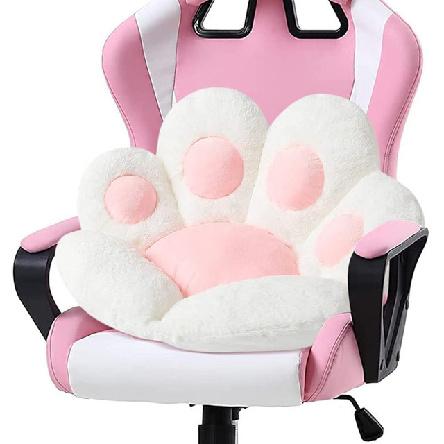 Ditucu Cat Paw Cushion Kawaii Chair Cushions 31.4 x 27.5 inch Cute Stuff Seat Pad Comfy Lazy Sofa Office Floor Pillow for Gaming Chairs Room Decor White