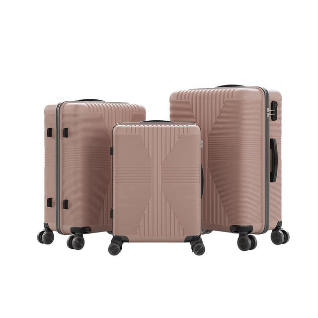 Karl home Luggage Sets 3 Piece, PP Hard Case Suitcase Set with Built-in Lock Spinner Wheels, Lightweight Durable Carry on Luggage for Business Travel - Rose Gold (20"/24"/28")