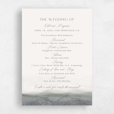 Grey Wedding Program - Dew