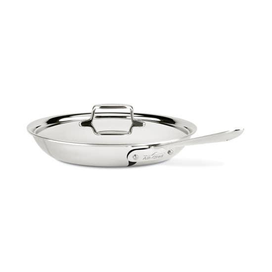 D5 Stainless Polished 5-ply Bonded Cookware, Nonstick Fry Pan with lid, 12 inch