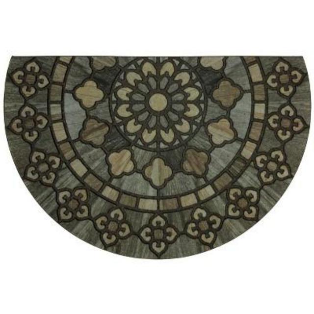 1'9"X2'9" Floral Half-circle Doormats Black - Mohawk