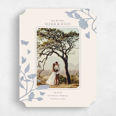Blue Ticket Wedding Save the Date - Isabeau Photo
