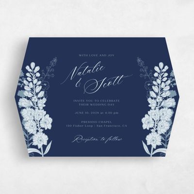 Blue Diamond Wedding Invitation - Felce Landscape