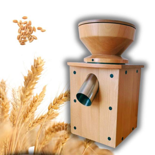 Premium Wooden Grain Mill 1000g Capacity, 110g per Minute Output, Beech Wood, 370W motor, Designed in Europe