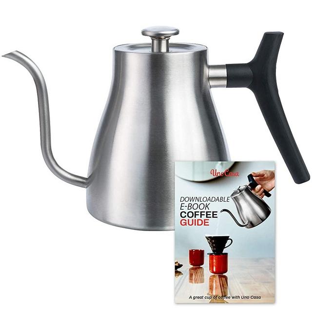 Uno Casa Gooseneck Kettle for Stove Top - Pour Over Kettle with Thermometer for Coffee and Tea - Suitable for all Stovetops