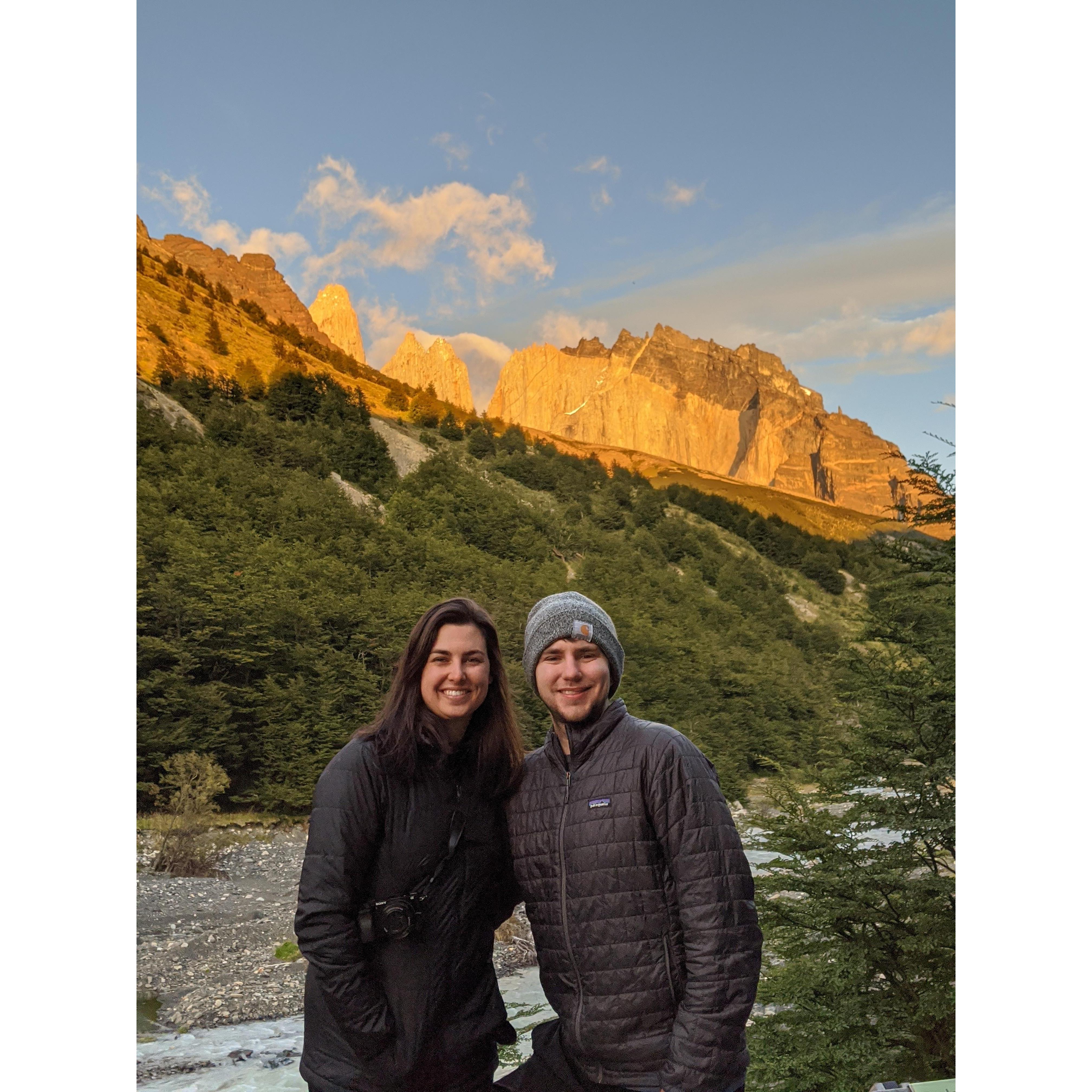 Last morning in Torres del Paine National Park, watching the sun light up the Torres.