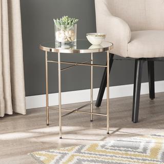 Joyella Mirrored Round End Table