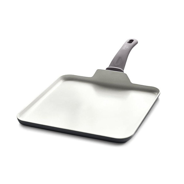 GreenLife Soft Grip Healthy Ceramic Nonstick, 11" Griddle Pan, PFAS-Free, Dishwasher Safe, Gray