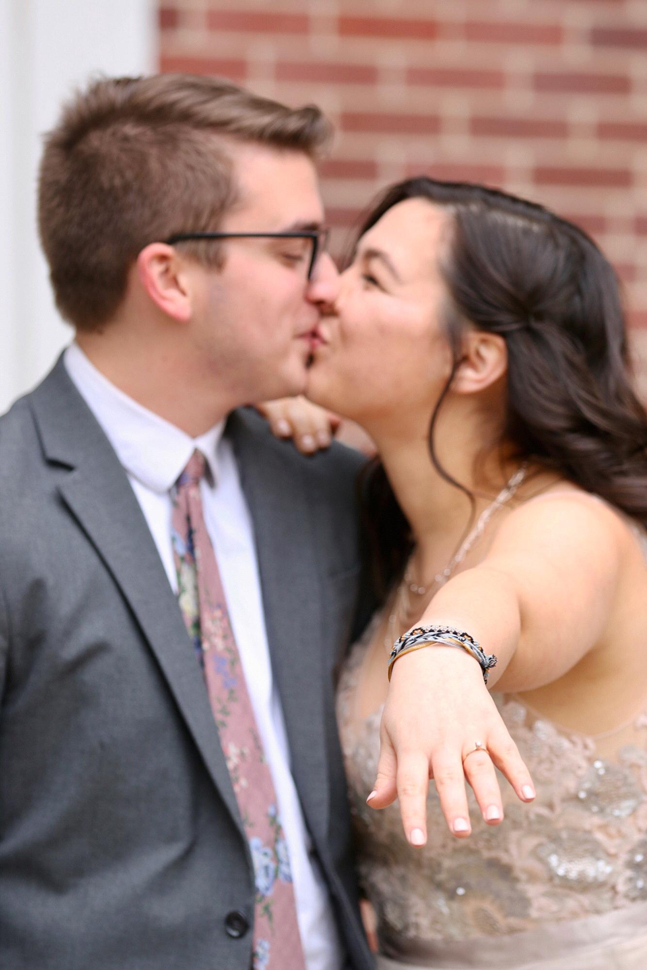 ryan had the great idea of proposing on the same day as mattie mae’s tri chi formal. she got to get all dressed up to show off her ring that night to all of her friends.