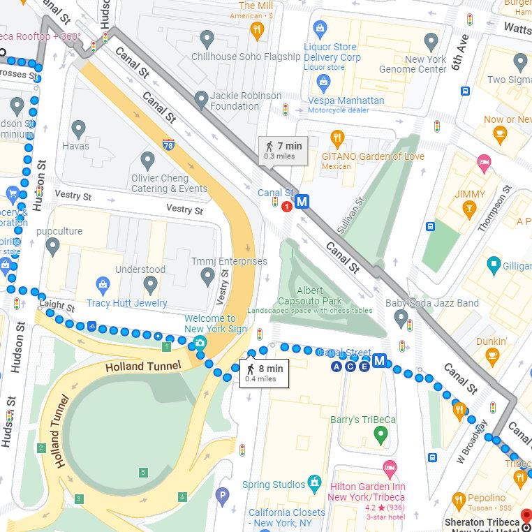 Walking instructions from the hotel to the venue 