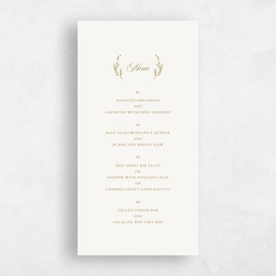 Gold, Yellow Wedding Menu - Eleanora