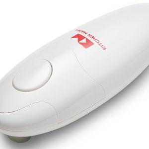 Kitchen Mama Auto Electric Can Opener: Open Your Cans with A Simple Press of Button - Automatic, Hands Free, Smooth Edge, Food-Safe, Battery Operated, YES YOU CAN (White)