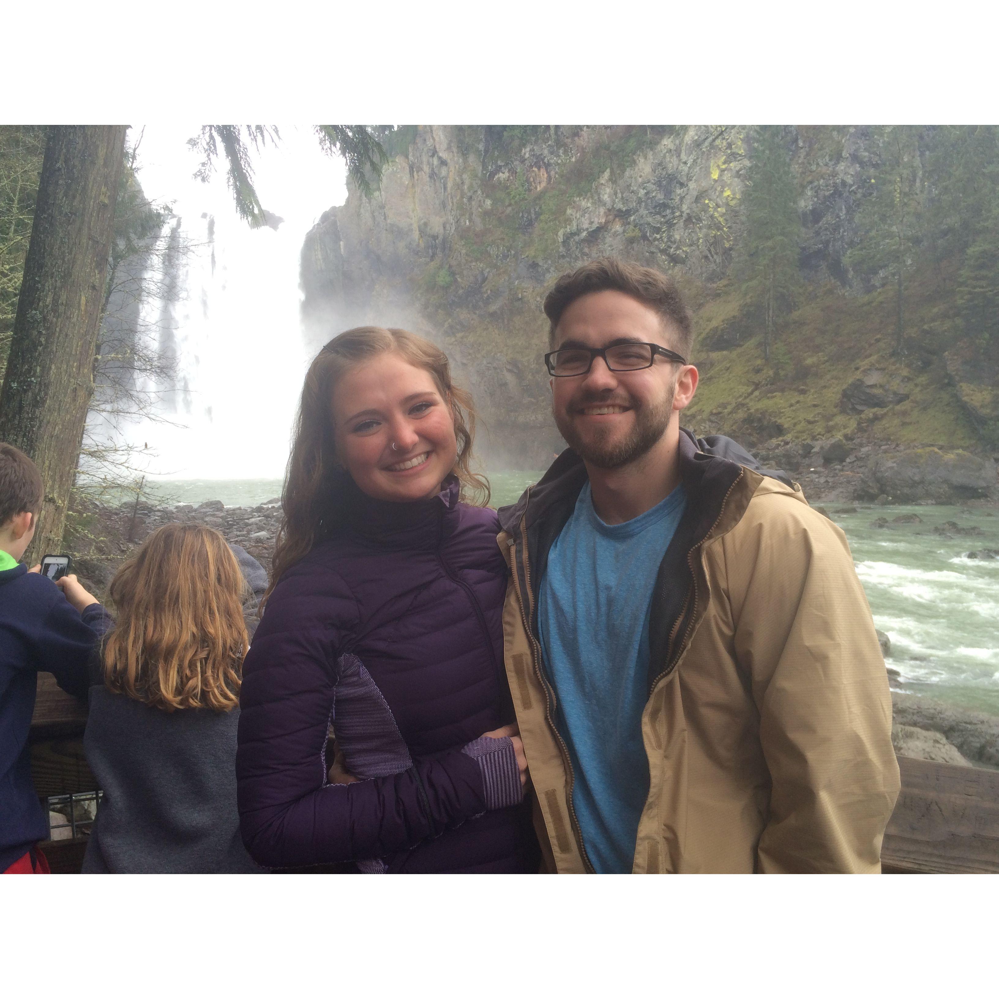Our first Valentines Day together. Kaleb planned a trip to Snoqualmie Falls, champagne and all, 2015