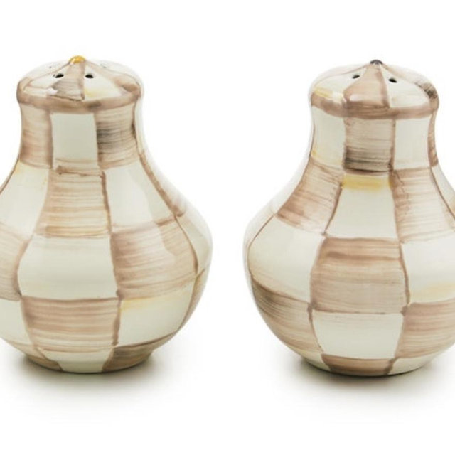 Mocha Check Salt & Pepper Shakers