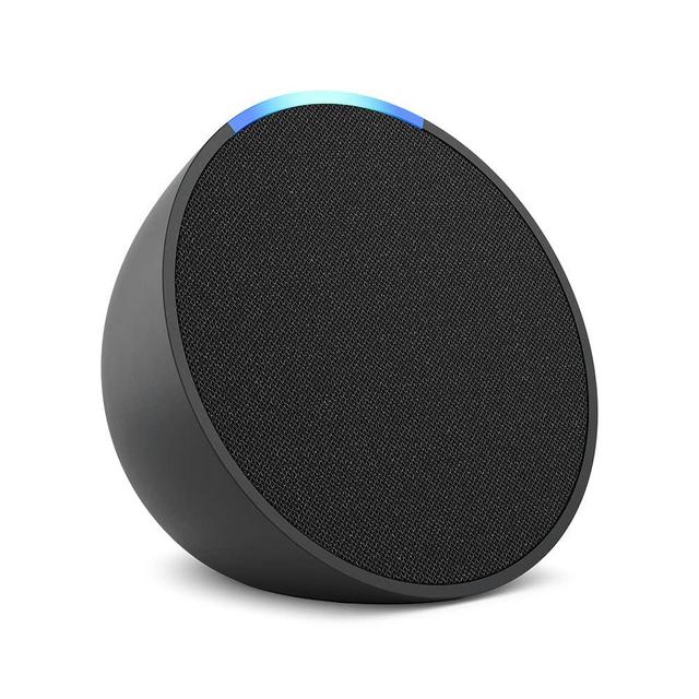 Introducing Echo Pop | Full sound compact smart speaker with Alexa | International Version with US Power Adaptor | Charcoal