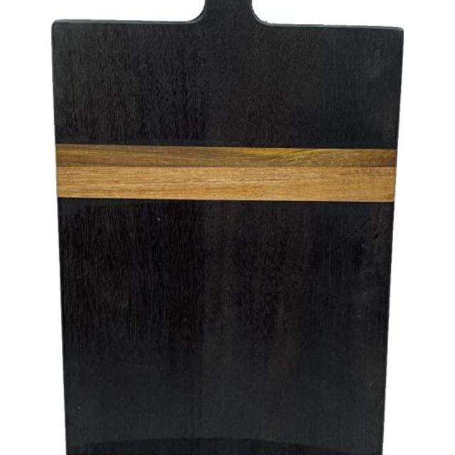 Chloe and Cotton Acacia Wood 22.5 Inches Oversized Serving Board With Handle | Charcuterie Board For Cheese, Meat, Crackers, Fruit, and Wine | Unique Gift | Beautiful Craftsmanship | Black