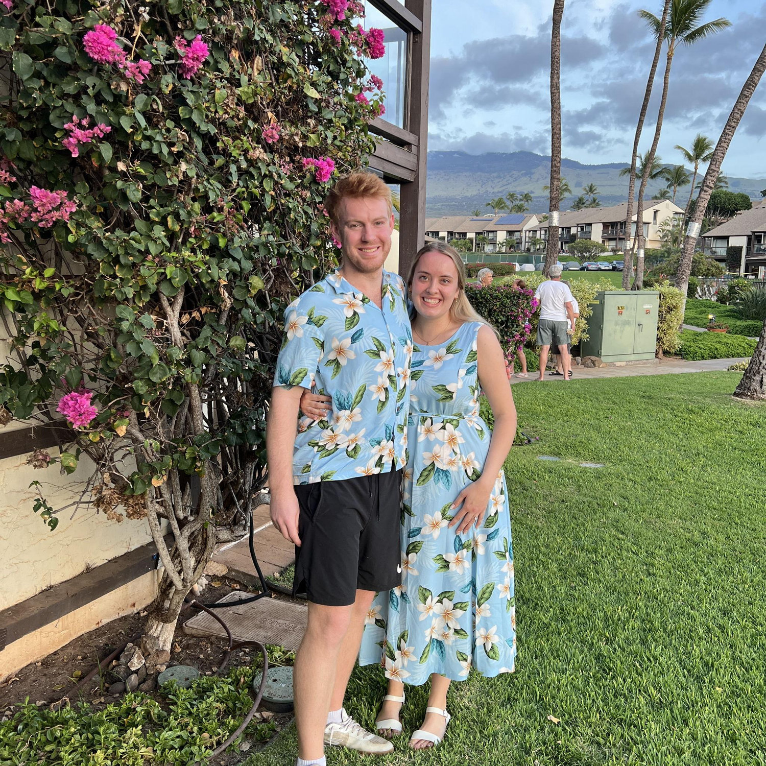 Matching Hawaiian outfits on our first Fought family vacation to Maui