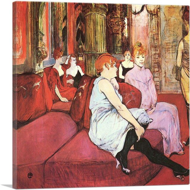 ARTCANVAS in The Salon of Rue des Moulins 1894 Canvas Art Print by Henri De Toulouse-Lautrec - 18" x 18" (0.75" Deep)
