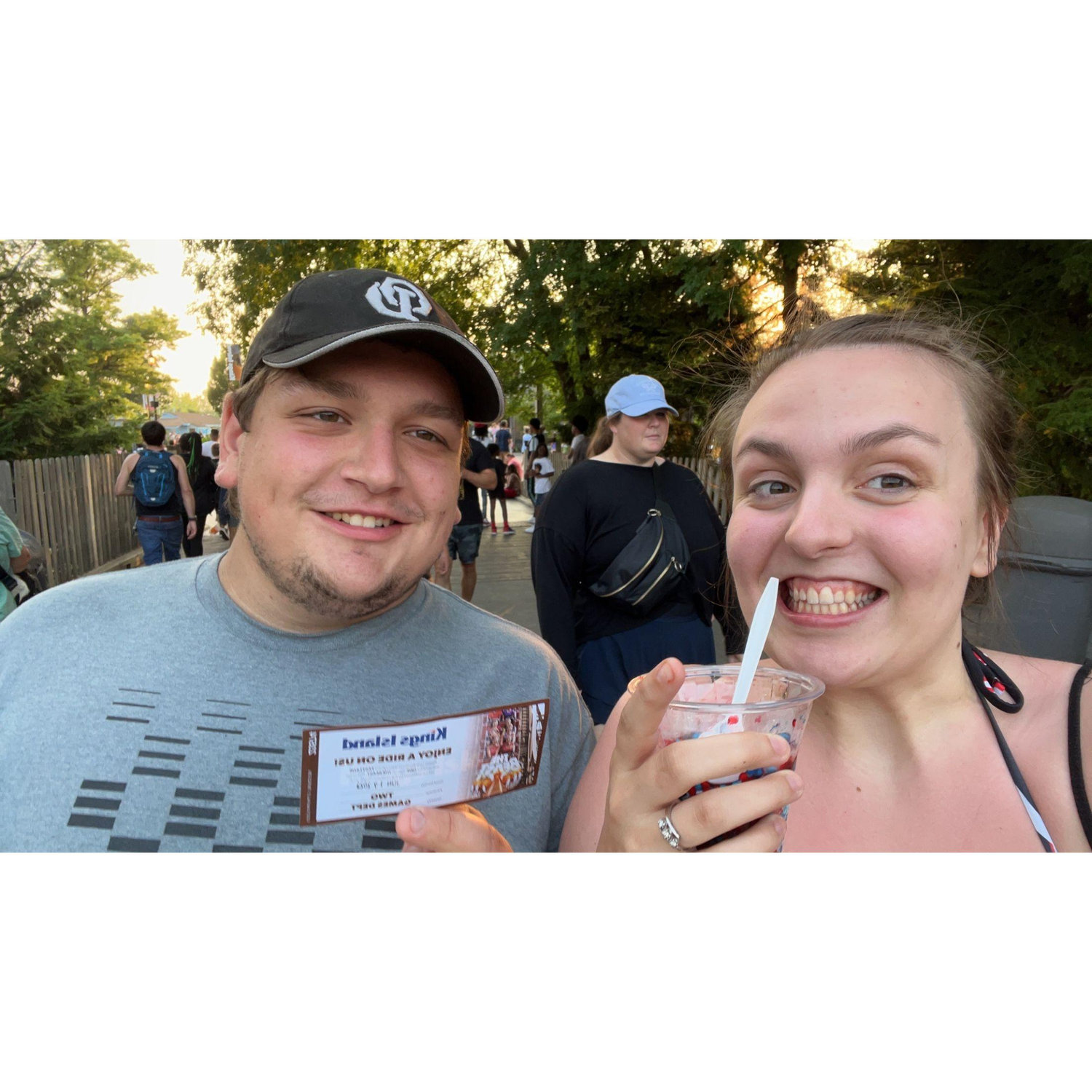 Year One anniversary at kings island where Landan won tickets to the beast