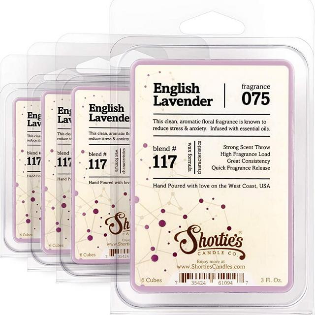 Shortie's Candle Company Pure English Lavender Wax Melts Bulk Pack - Formula 117-4 Highly Scented Bars - Made with Essential & Natural Oils - Flower & Floral Air Freshener Cubes Collection