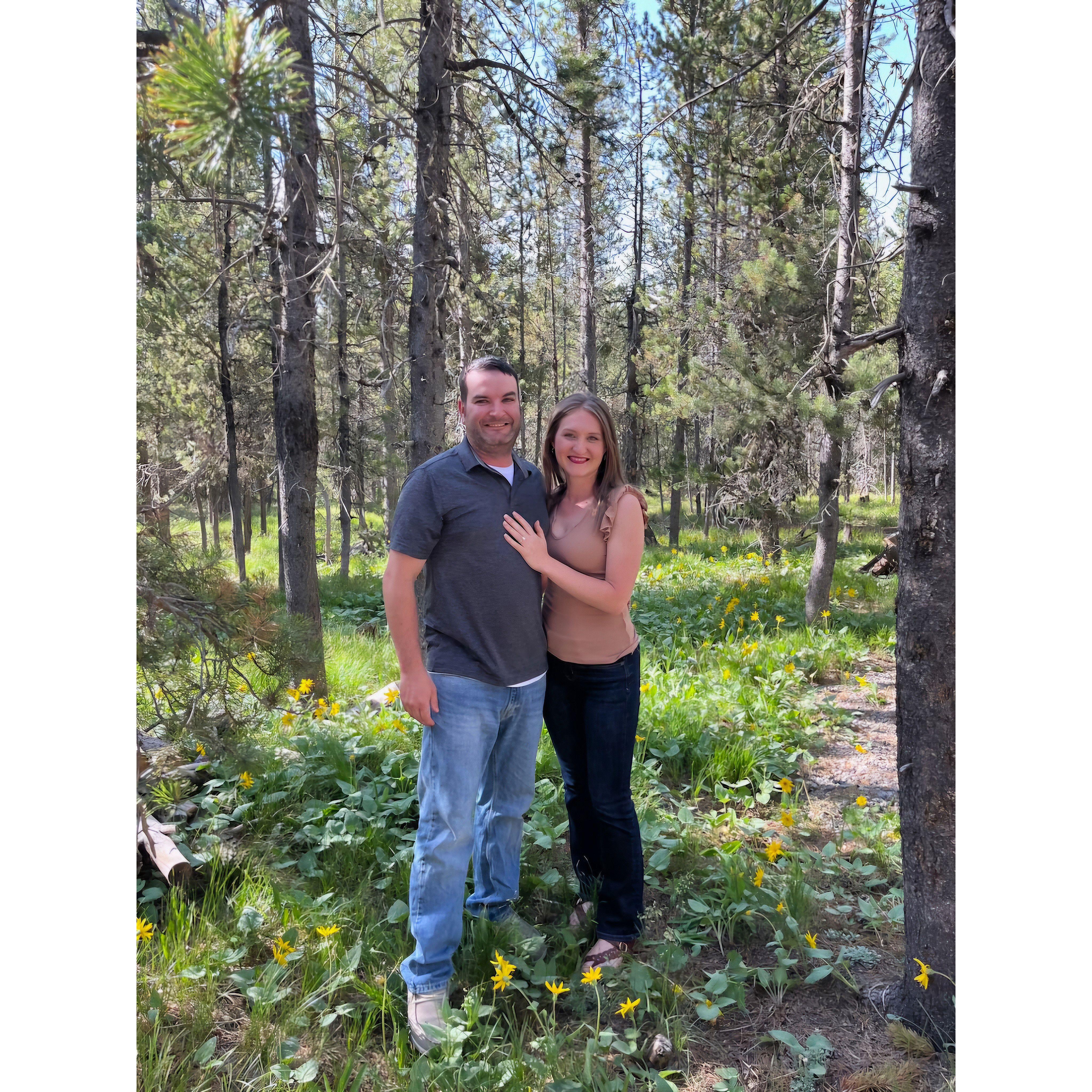 The day we got engaged at Yellowstone National Park.