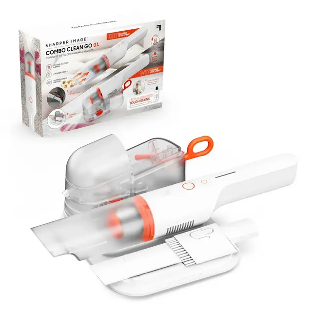 Sharper Image Combo Clean Go 01 Cordless Wet and Dry Handheld Vacuum White