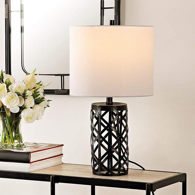 Safavieh Lighting Collection Berny Black Iron 22-inch Bedroom Living Room Home Office Desk Nightstand Table Lamp (LED Bulb Included)
